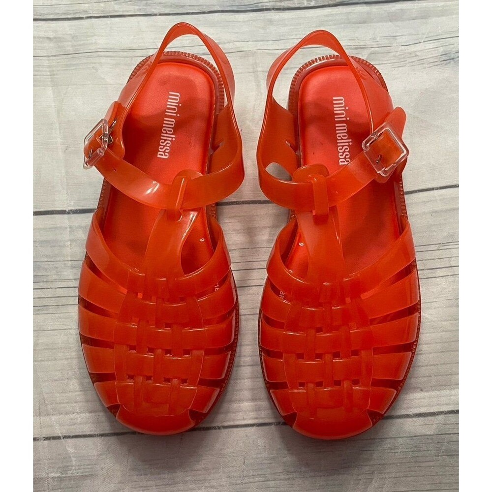 Mini Melissa Girls Orange Jelly Sandals | 13